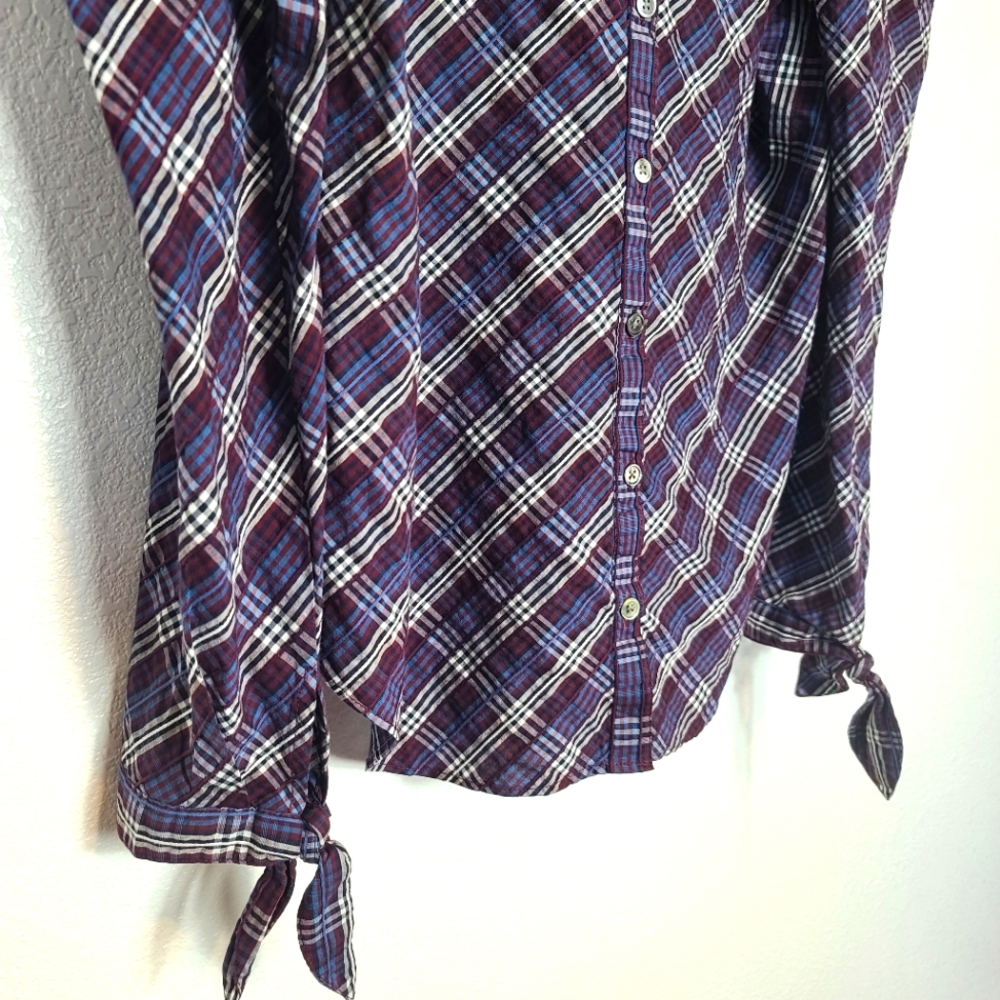 Veronica Beard Isabel Reverse Plaid Shirt Blouse Top Size 14 - Picture 7 of 11